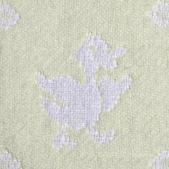 Vtg Baby Blanket Yellow White Ducks Train Waffle Fringe Japan 43"x43" FRIEMANIT - Picture 4 of 12